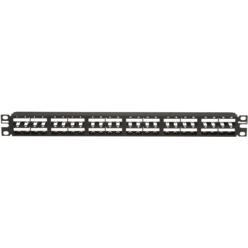 PANDUIT 48-port high density patch panel+ pre-printed port numbering and space CPP48HDEWBL