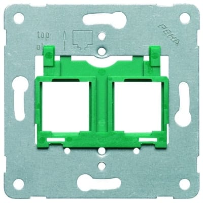 PEHA Draagframe voor 1 of 2 Modular Jack aansluitingen met groen inzetstuk 00741111