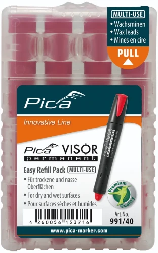 Pica Visor permanent refills - rood - prijs per set van 4 stuks PIC99140