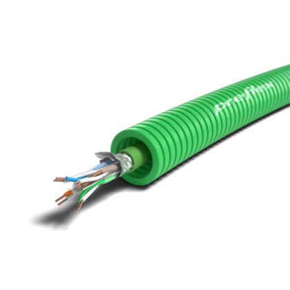 PREFLEX SAFE Preflex safe voorbedrade buis 16mm LS0H groen + data F/UTP CAT6A rol 100m 1234001229