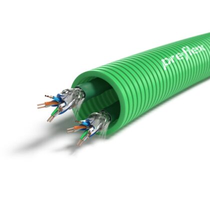 PREFLEX SAFE Preflex safe voorbedrade buis 25mm LS0H groen + data 2 X S/FTP CAT7E rol 100m 1234001318