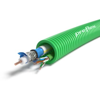 PREFLEX SAFE Preflex safe voorbedrade buis 20mm LS0H groen + data U/UTP CAT6 +TRI6 rol 100m 1234001444