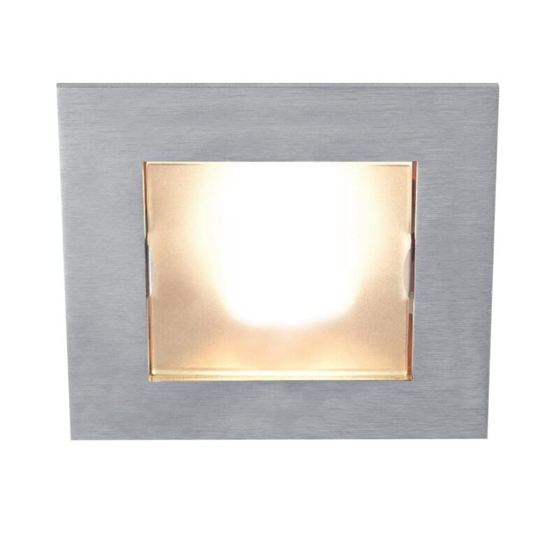 PSM LIGHTING inbouwspot met glas - vierkant - vast - zonder transfo alu satijn GALA.14