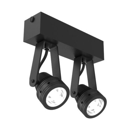 PSM LIGHTING UFO LED opbouw plafond -of wandlicht - dubbele spot op balk - met glas inox 316 W7002.5.NW