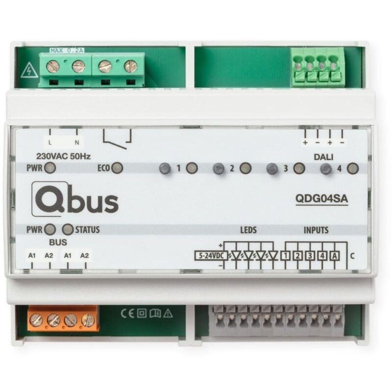 Qbus DIN-rail Stand-Alone Qbus Dali Groep Dimmer 4 groepen