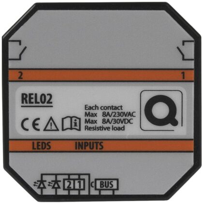 Qbus Decentrale relaismodule (2x8A) voor muur in/opbouwdoos