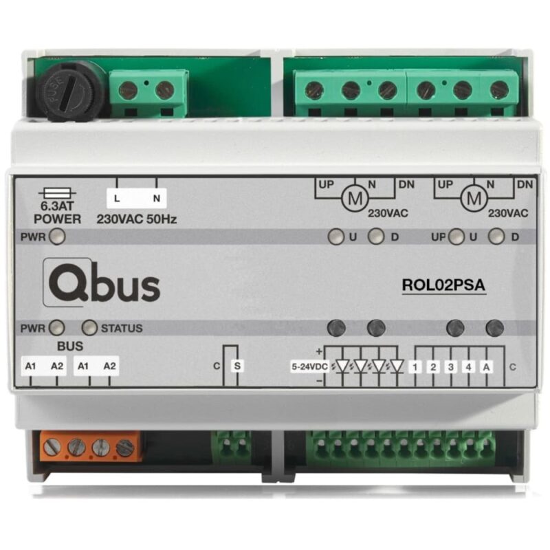 Qbus Stand-Alone module voor positionering 2 motoren ROL02PSA
