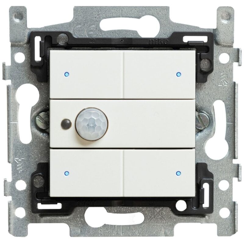 Qbus Schakelaar-Bewegingsdetector 3-toets serie Niko White 101 RGB SWC04M/101