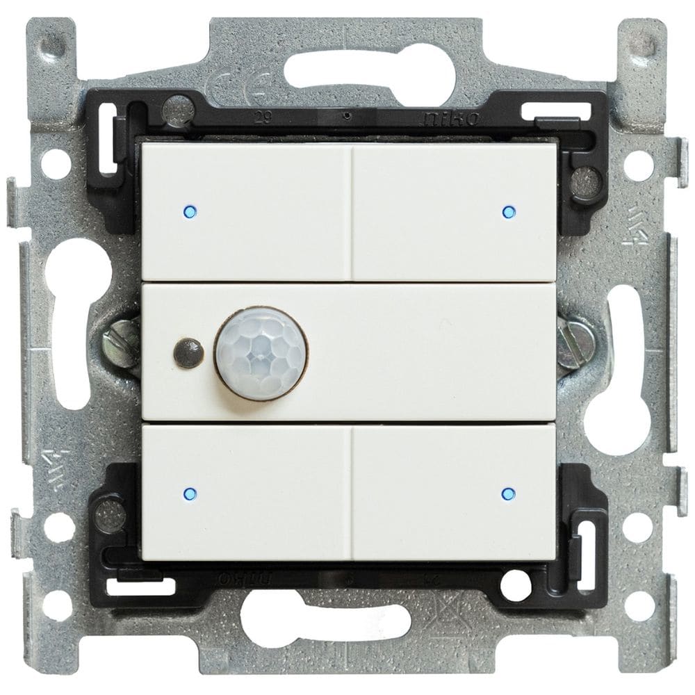 Qbus Schakelaar-Bewegingsdetector 3-toets serie Niko White 101 RGB SWC04M/101