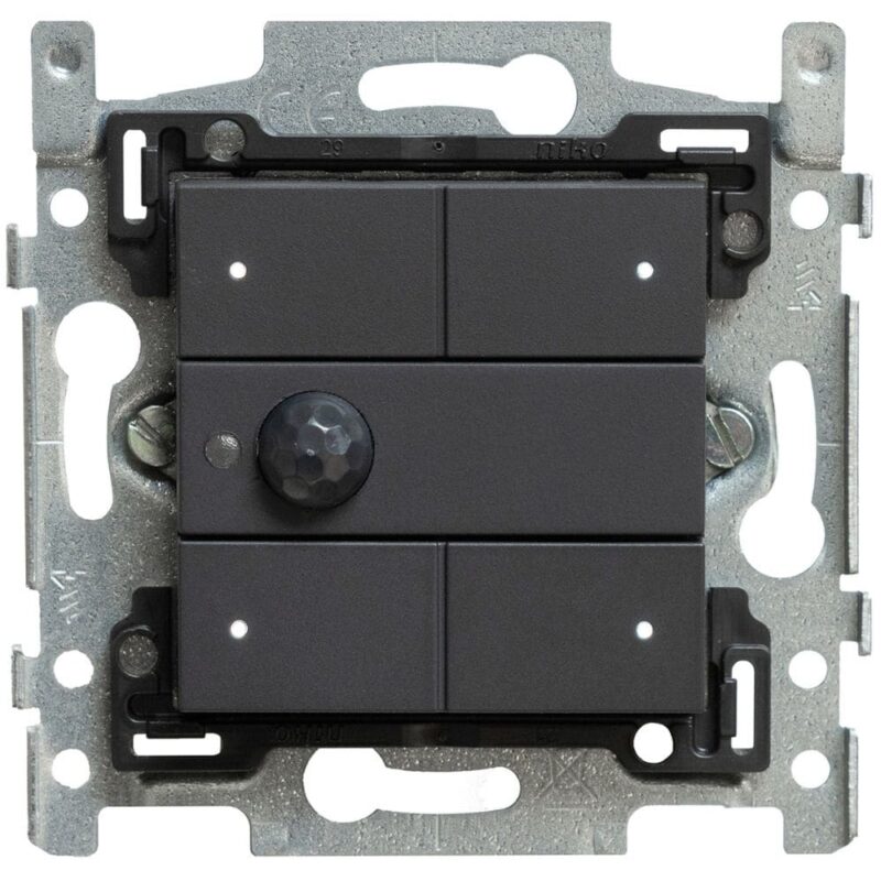 Qbus Schakelaar-Bewegingsdetector 3-toets serie Niko Anthracite 122 RGB SWC04M/122