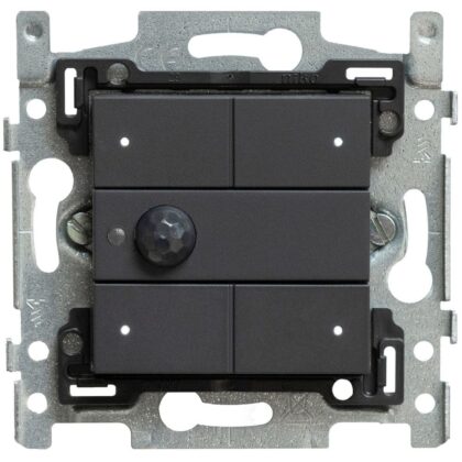 Qbus Schakelaar-Bewegingsdetector-Thermostaat 3-toets serie Niko Anthracite 122 RGB SWC04MT/122