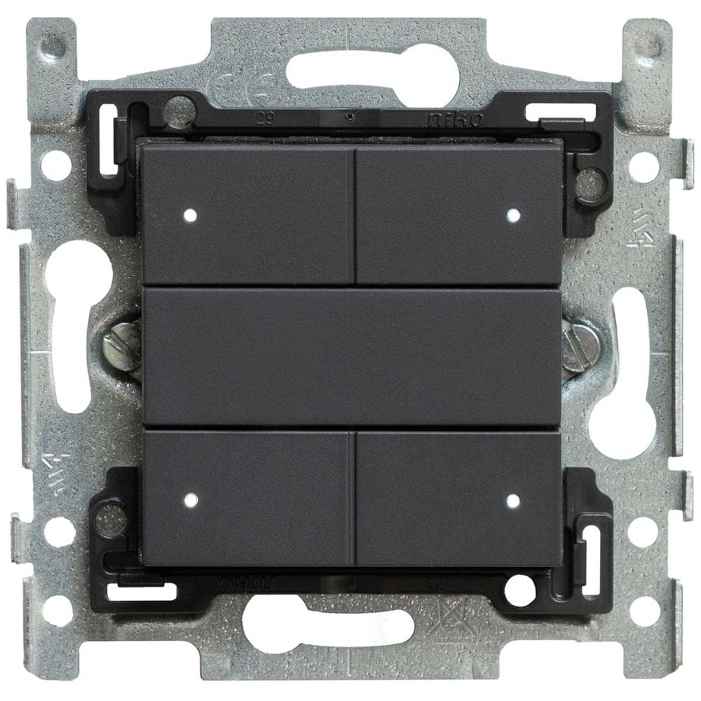 Qbus Schakelaar-Thermostaat 4-toets serie Niko Anthracite 122 RGB SWC04T/122