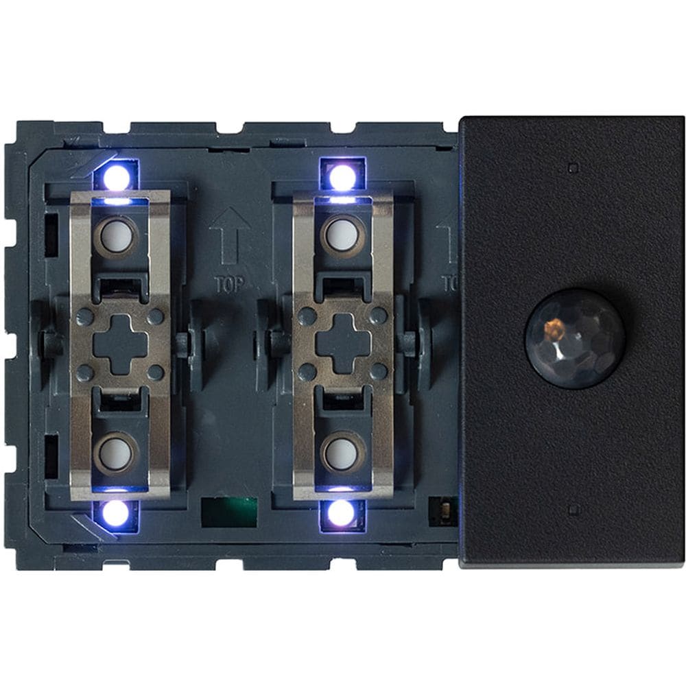 Qbus Schak-Therm + beweging (Black) 1-4 toets (3 mod) Bticino LN RGB SWC06MT/YD
