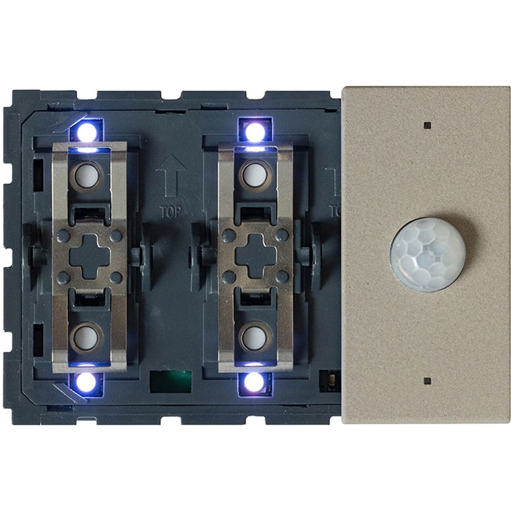 Qbus Schak-Therm + beweging (Stone) 1-4 toets (3 mod) Bticino LN RGB SWC06MT/YG