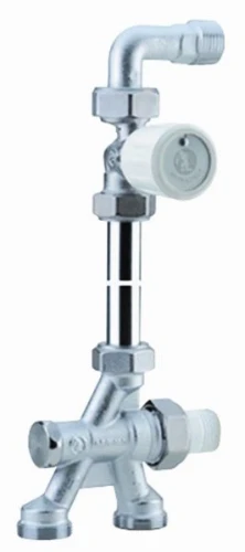 Giacomini thermostatiseerbare driewegset 50% vloeraansluiting 35 mm met rechte radiatorkraan met bocht 1/2 x 16AA R436IX043