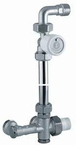 Giacomini   thermostatiseerbare driewegset 100% muuraansluiting 50 mm met rechte radiatorkraan met bocht 1/2 x 18AA R438MX033