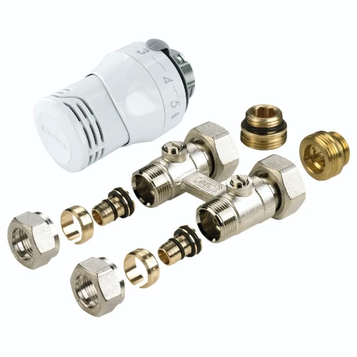 Comap 9169FEM aansluitset voor ventielradiatoren vloeraansluiting Senso28 thermostaatknop en koppelingen M22x16/2 alu RK100100