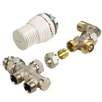Comap 532TL thermostatiseerbare driewegset 100% vloeraansluiting met recht ventiel met bocht 1/2 x M22 - inclusief Senso thermostaatknop RK859724