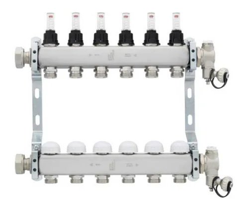 Radson Collector voor vloerverwarming inox Radson Objekt Line 1" + 11 x 3/4" met ontluchting