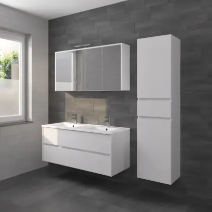 Riho PORTO kolomkast 40x32x160cm 2 deuren + 1 lade soft close - hoogglans wit F014026DP0