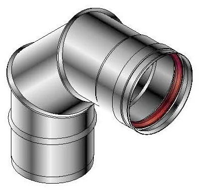 Roccheggiani Enkelwandige rookgasbocht Roccheggiani SPG/SP2 90° 100mm/80mm inox met lipring 605 31.460.51.00