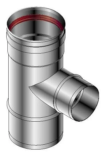 Roccheggiani Enkelwandig rookgas T-stuk Roccheggiani SPG/SP2 80mm inox met lipring 606 31.460.60.80