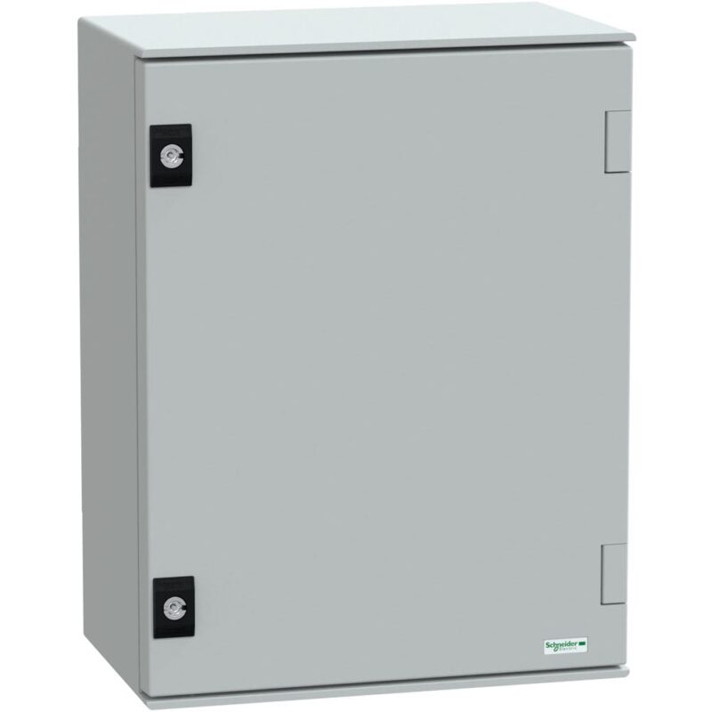 SAREL wandmontage kast polyester monoblok IP66 H430xB330xD200mm+metalen mont.plaat NSYPLM43PG