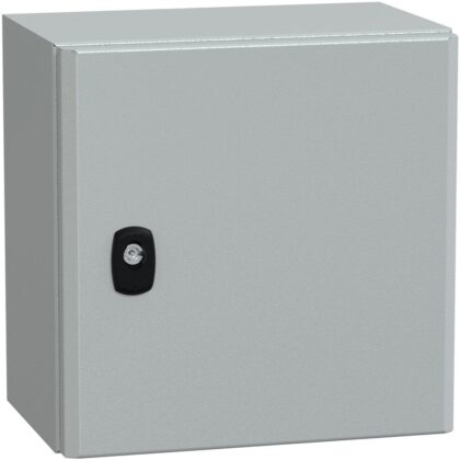 SAREL Spacial S3D volle deur met montageplaat. H300xB300xD200 IP66 IK10 RAL7035. NSYS3D3320P