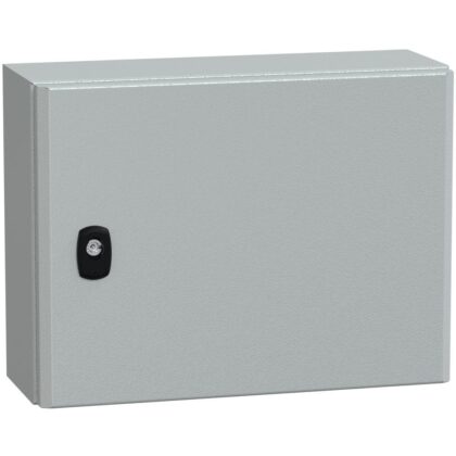 SAREL Spacial S3D volle deur met montageplaat. H300xB400xD150 IP66 IK10 RAL7035. NSYS3D3415P