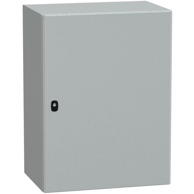 SAREL Spacial S3D volle deur met montageplaat. H800xB600xD400 IP66 IK10 RAL7035. NSYS3D8640P