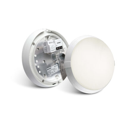 SARLAM Super 400 functioneel armatuur rond ø296mm E27 IP44 IK04 wit - HF detector 500570