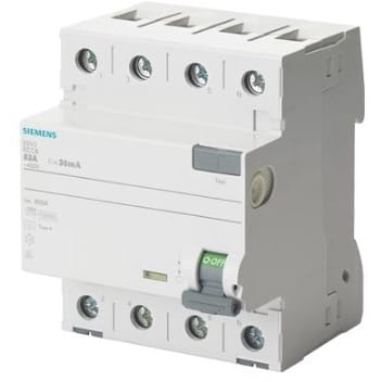 SIEMENS VERLIESSTROOMSCHAKELAAR TYPE A 63A 3+N 30MA 400V 4MOD I2T CEBEC 5SV33466BA