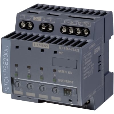 SIEMENS SITOP PSE200U 10A 4-CHANNEL DIAGNOSIS MODULE INPUT: 24VDC OUTPUT: 24VDC/10A 6EP19612BA21