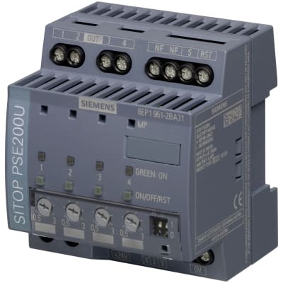 SIEMENS SITOP PSE200U 3A SELECTIVITY MODULE 4 CHANNELS INPUT: 24VDC OUTPUT: 24VDC/3A PE 6EP19612BA31