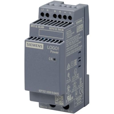 SIEMENS LOGO!POWER 15V/1.9A gestabiliseerde voeding 100-240 V AC output: 15V/1.9A DC 6EP33216SB100AY0
