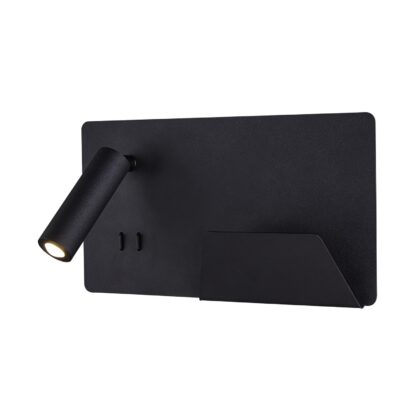 SLV Belgium Somnila spot indoor LED wandarmatuur 3000K zwart versie rechts inc USB-aansl 1003456