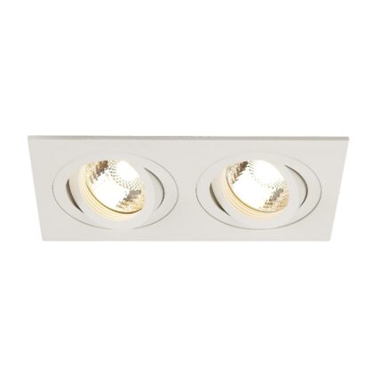SLV Belgium New Tria 2 Gu10 inbouwdownl. Vierkant 2x50W Gu10 230V + springveer L17xB9cm wit 113512