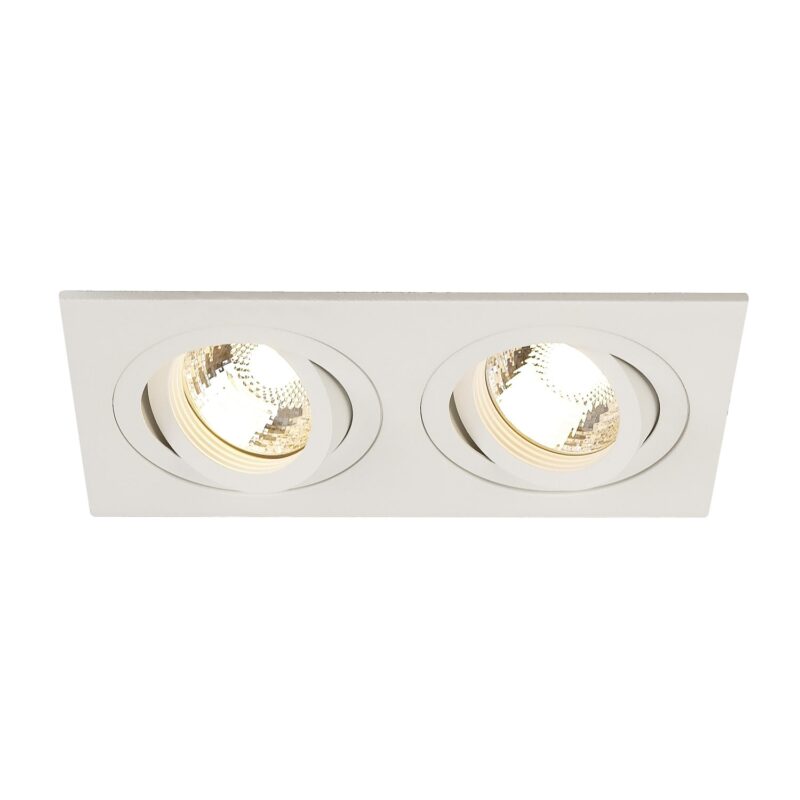 SLV Belgium New Tria 2 Gu10 inbouwdownl. Vierkant 2x50W Gu10 230V + springveer L17xB9cm wit 113512