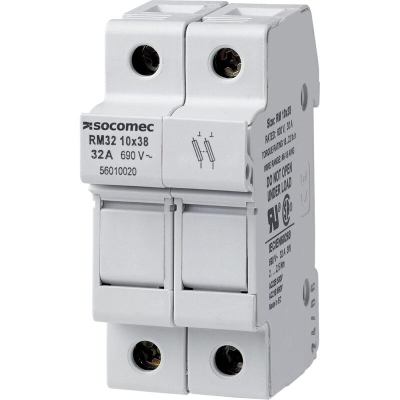 SOCOMEC Modulaire zekeringscheider 2P 32A voor cylindrische zekering 10x38. RM 57010020