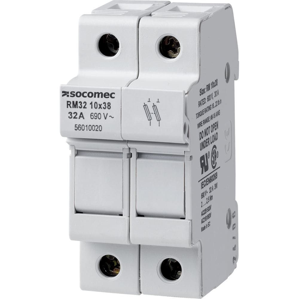 SOCOMEC Modulaire zekeringscheider 2P 32A voor cylindrische zekering 10x38. RM 57010020