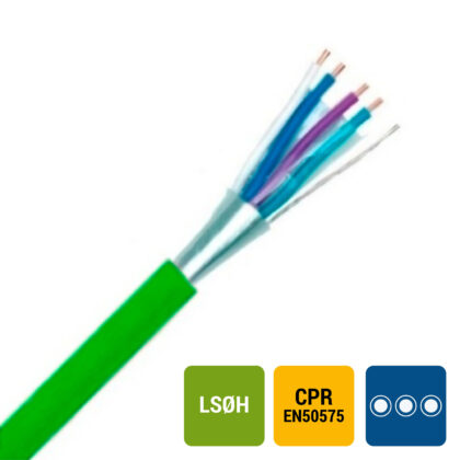 SPECIALE KABEL TGGF telefonie LS0H globaal afgeschermd binnen 150V Cca s1d2a1 groen 1X4X0