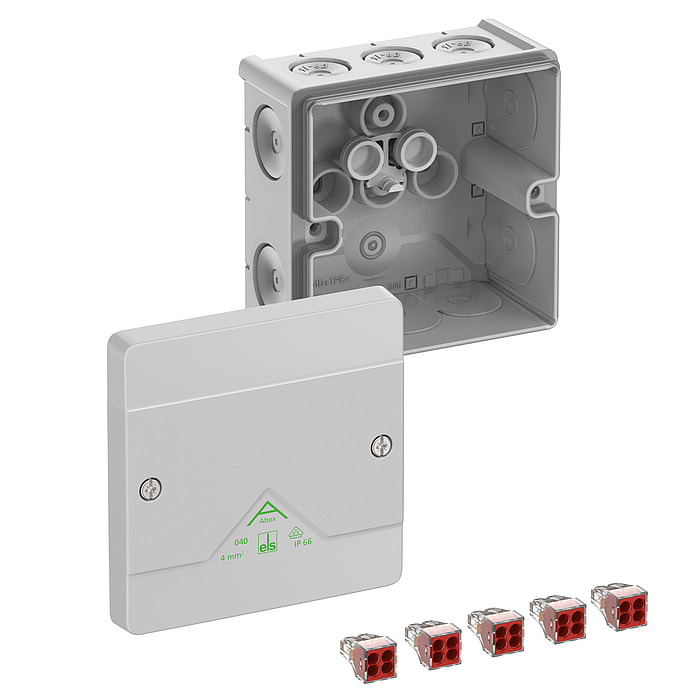 SPELSBERG Abox 040-4² - Aftakdoos IP66/IK07 grijs met Wago 5P 4² L102 x B102 x H57 mm 80442001