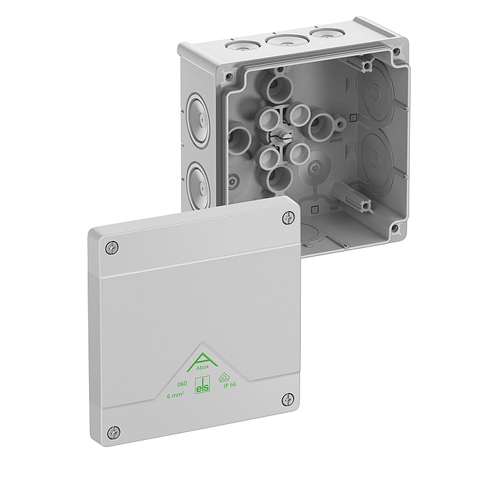 SPELSBERG Abox 060-L - Aftakdoos IP66/IK07 grijs leeg 6² L127 x B127 x H70 mm 80640001