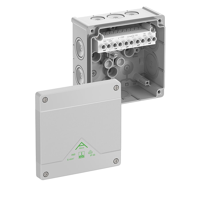 SPELSBERG Abox 060-6² -Aftakdoos IP66/IK07 grijs met schroefklem 5P 6² L127 x B127 x H70mm 80642001