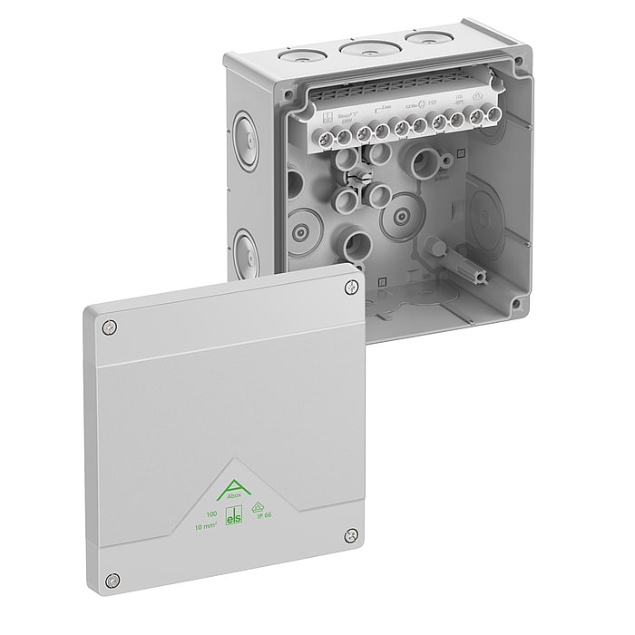 SPELSBERG Abox 100-10² - Aftakdoos IP66/IK07 grijs 10² L152 x B152 x H80mm 81042001