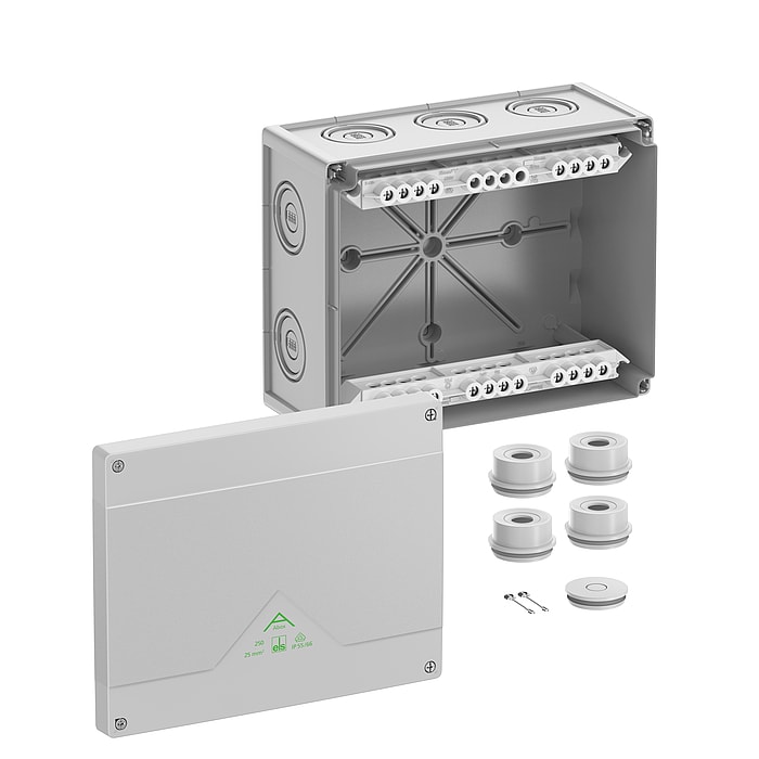 SPELSBERG Abox 250-25² -Aftakdoos IP66/IK07 grijs met schroefklem 5P 25² L252xB202xH120 mm 82542001