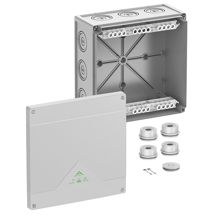 SPELSBERG Abox 350-35² -Aftakdoos IP66/IK07 grijs met schroefklem 5P 35² L252xB252xH120 mm 83542001