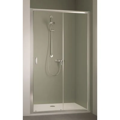 Kermi Stina G2D schuifdeur 1400 x 1950 mm - verstelbaarheid 1360-1410 mm - SIHG ESG helder Clean 2-delig met vast segment - profiel : zilver hoogglans STG2D14019VPK