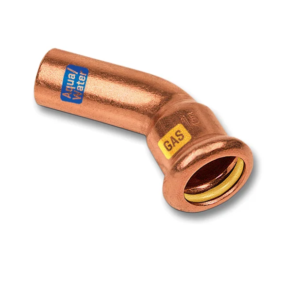 Sanha Persinsteekbocht koper 54mm MF 45° gas / (drink)water Sanha HydroGas 11404054