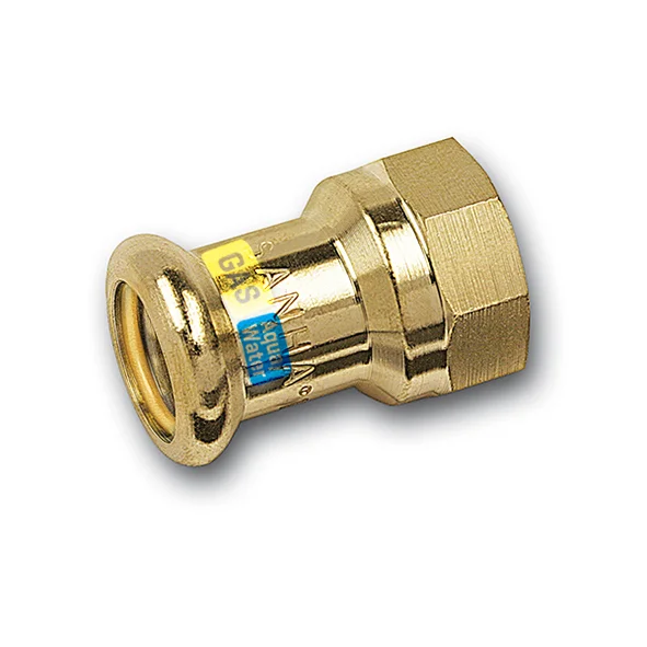Sanha Persovergangsstuk brons 15mm x 1/2" F gas / (drink)water Sanha HydroGas 1152701512